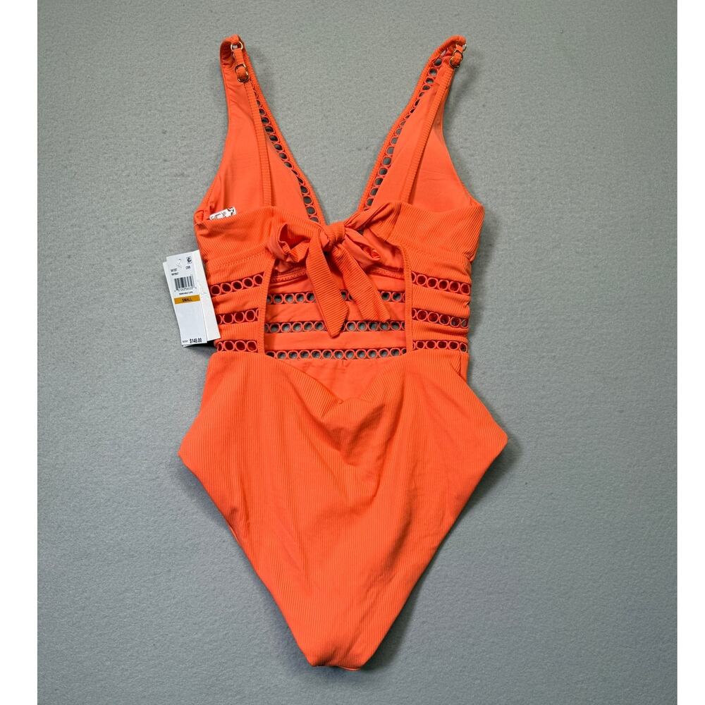 BECCA by Rebecca Virtue Modern Edge One-Piece Coral Rose Small $148 - Picture 2 of 11